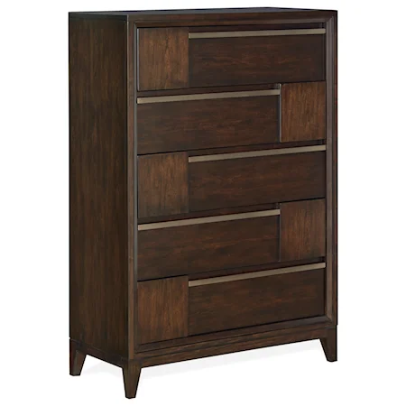 Contemporary 5 Drawer Chest with Felt Lined Top Drawer